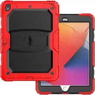 NIKCORP Oklopna maska za iPad 9/8/7 10.2" s postoljem i držačem za olovku trodijelna zaštitna futrola, crvena